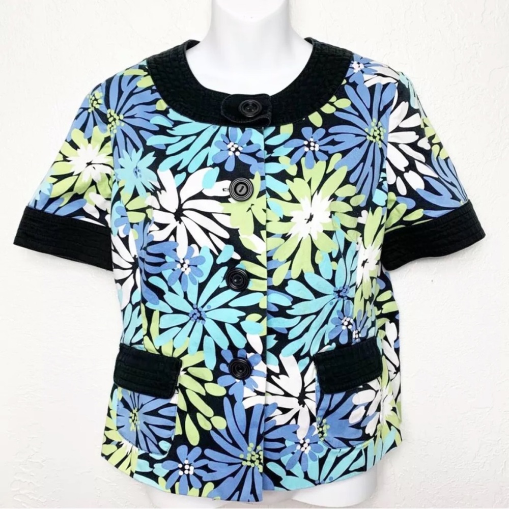 Floral Button Down Short Sleeve Blouse